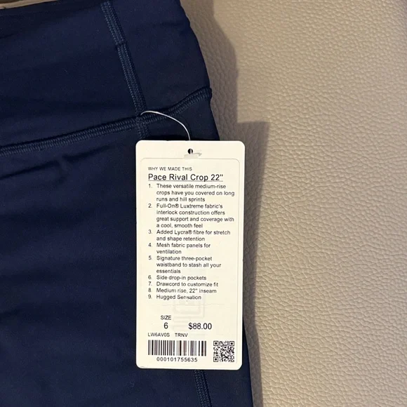 lululemon athletica Navy Pace Rival Crop Leggings - Picture 2 of 2